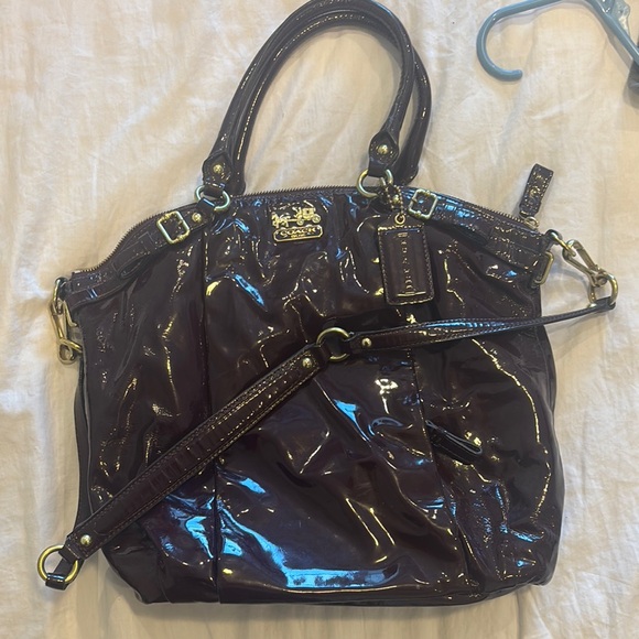 Coach Burgundy Patent Leather Tote - Picture 3 of 6